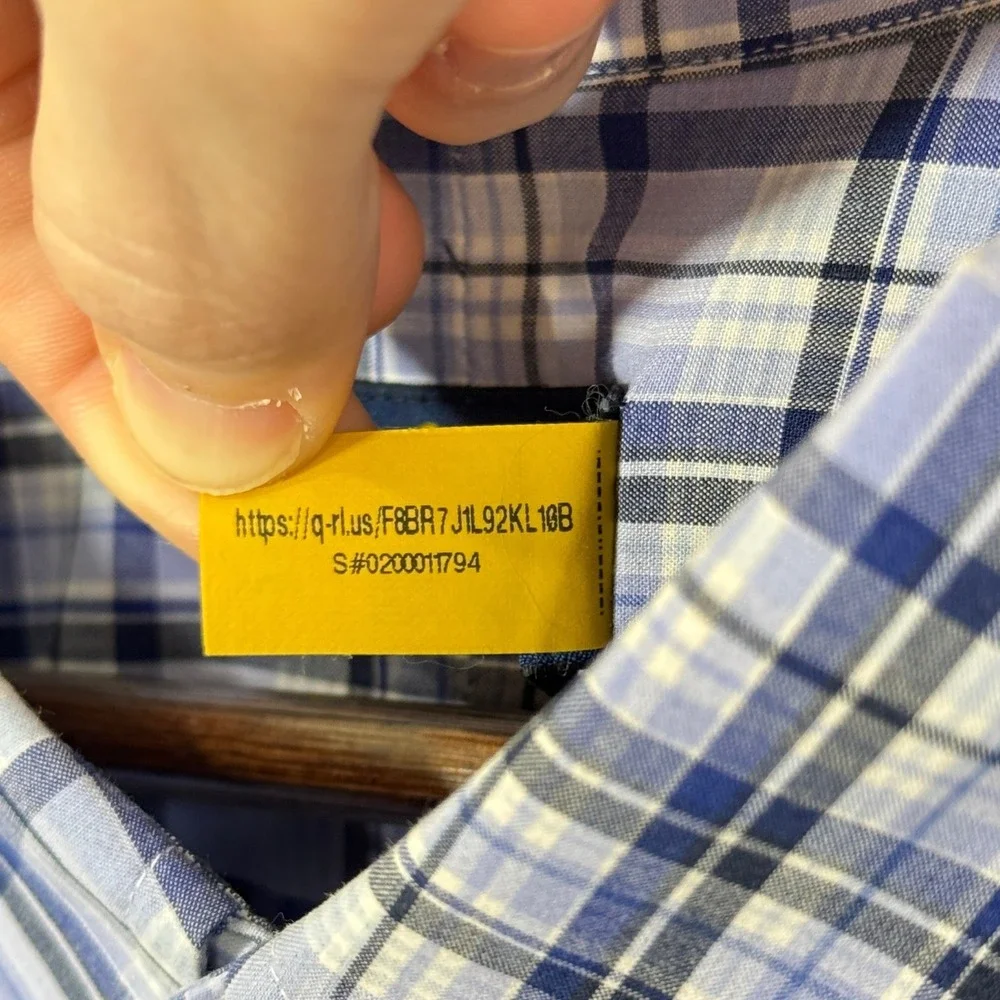 Polo Ralph Lauren‎ Dress Shirt 4XB Blue Plaid Stretch Tech Preppy Classic Career